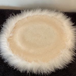 Accessories by A. Brod Wool and Feather Basque Beret Cream colored